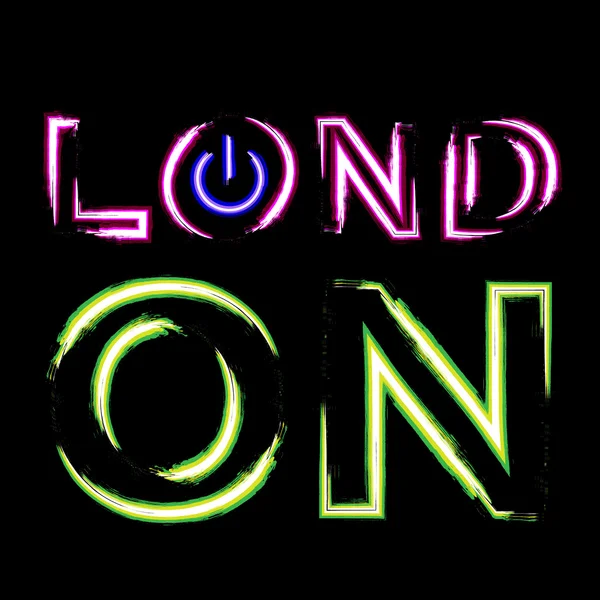 T-shirt tipografia gráfica Londres cidade neon —  Vetores de Stock
