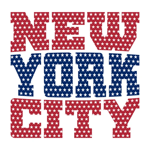 T shirt τυπογραφία Νέα Υόρκη μπλε κόκκινα αστέρια — Διανυσματικό Αρχείο