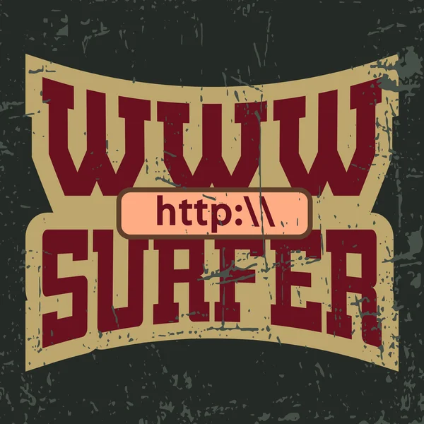 WWW surfer t shirt tipografia grafica — Vettoriale Stock