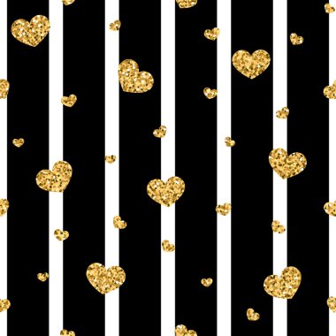 Altın kalpler çizgili seamless modeli