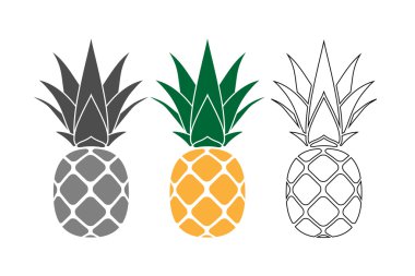 ananas sarı gri Icons set