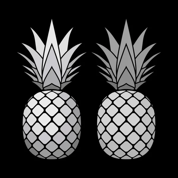 Pineapple gray icons set — Stock Vector