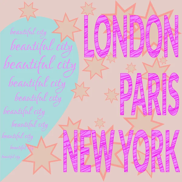 London Paris NY T-shirt — Stock Vector