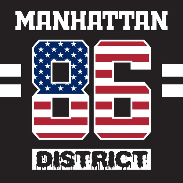 Camiseta del distrito de Manhattan — Vector de stock