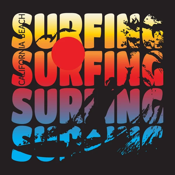 Diseño de camiseta de surf — Vector de stock