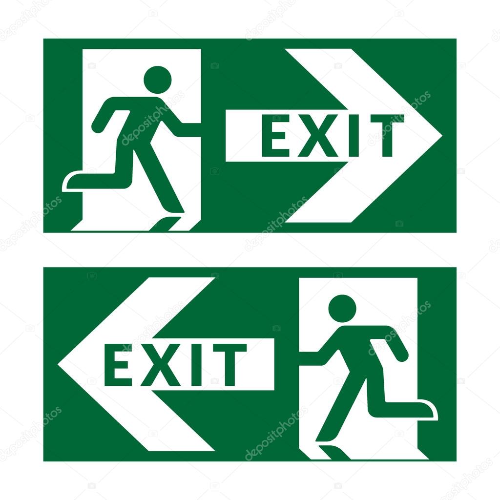 exit sign green