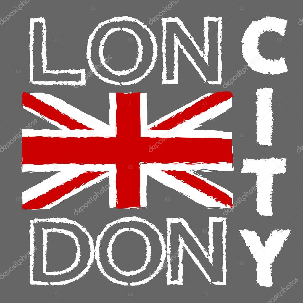 London city Typography Graphics. British flag illustration. Fashion printing design for sportswear apparel. Original wear. Concept in vintage graphic style for print production. Grunge. Vector
