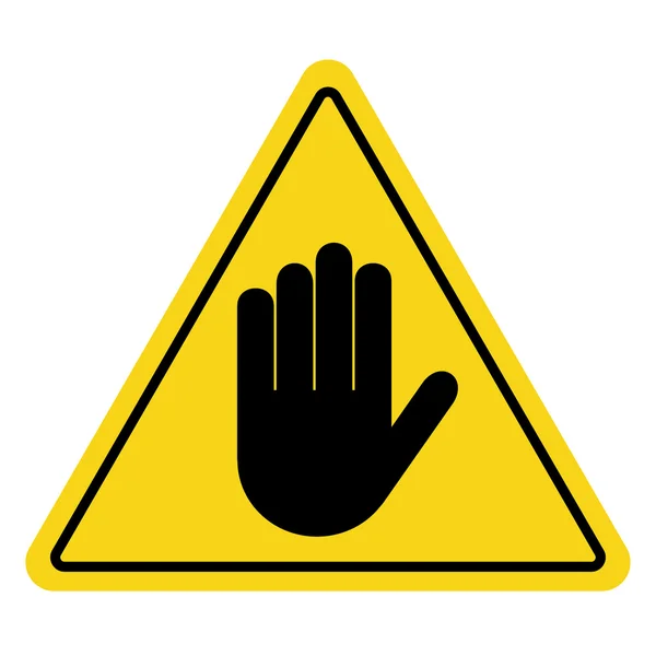 Stop sign hand on yellow — Stok Vektör