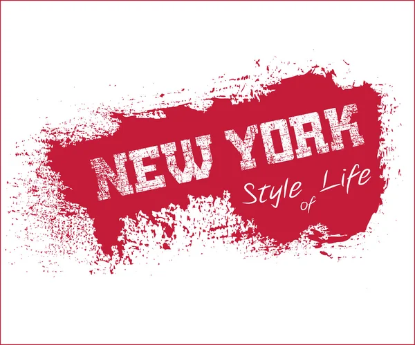 NYC t-shirt grunge red — Stok Vektör