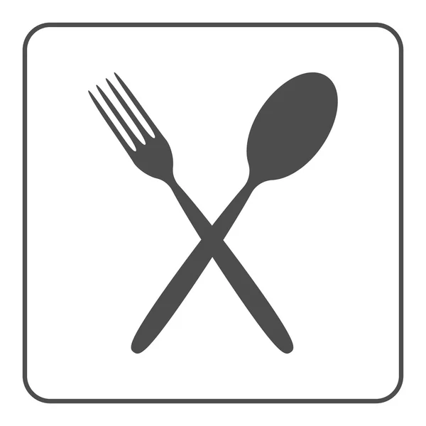 Cuchara cruzada y tenedor icono — Vector de stock