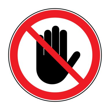 stop hand sign on white background clipart