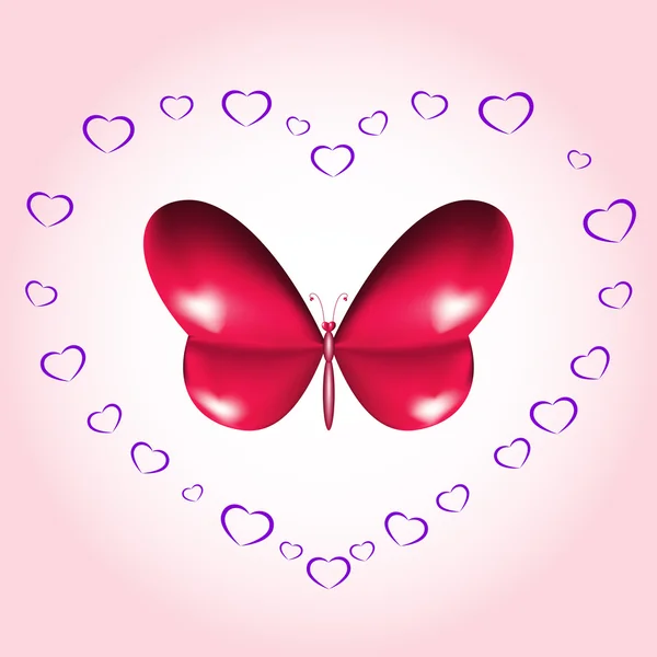 Herz Schmetterling Karte — Stockfoto