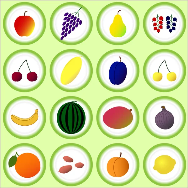 Flat fruits and berries — 스톡 사진