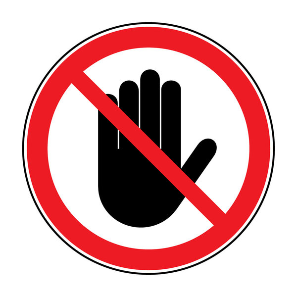 stop hand sign on white background