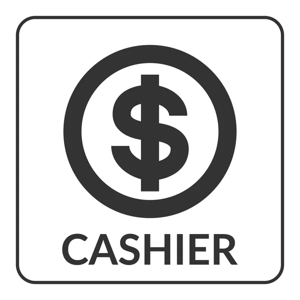 Cajero icono con signo de dólar — Vector de stock