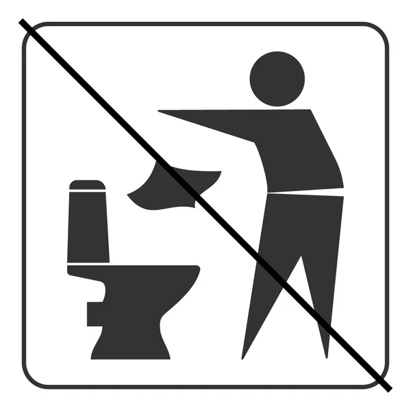 No tirar basura en el icono del inodoro 3 — Vector de stock