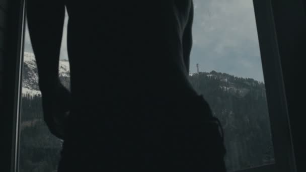 コマ撮りの山の窓からの眺め — ストック動画