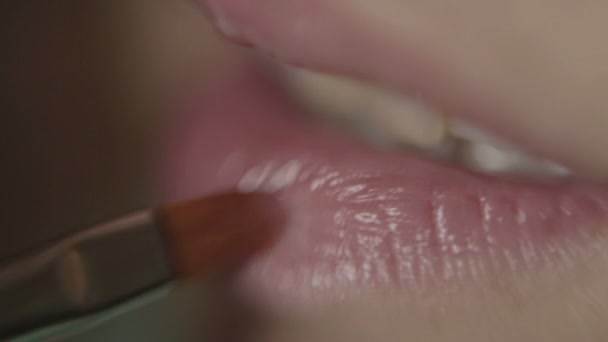 Lippenstift roze glitter macro — Stockvideo