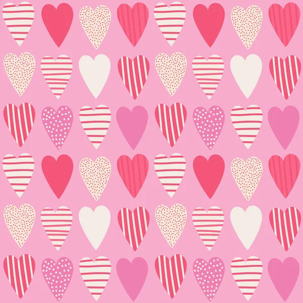 Elle çizilmiş pembe kalpler ile dikişsiz desen