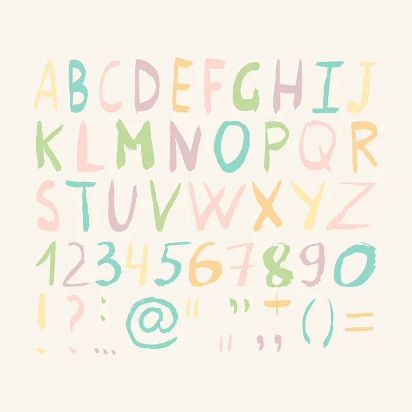 Englisches Alphabet. gemalte Schrift. abc pastellfarbene Buchstaben. — Stockvektor