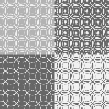 Süs dikişsiz desenler (fayans) kümesi. Şık tek renkli sonsuz arka planlar koleksiyonu. Vektör çizimi.