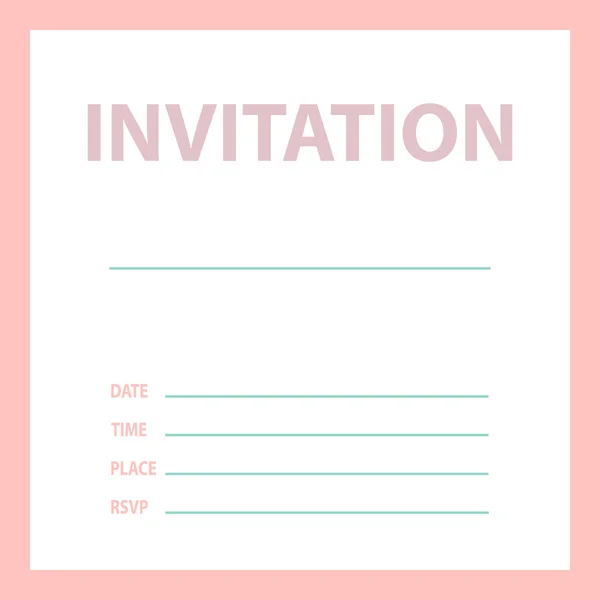 Tarjeta de invitación. Modelo simple, lacónico, universal y minimalista. Colores pastel suaves. Ilustración vectorial . — Archivo Imágenes Vectoriales