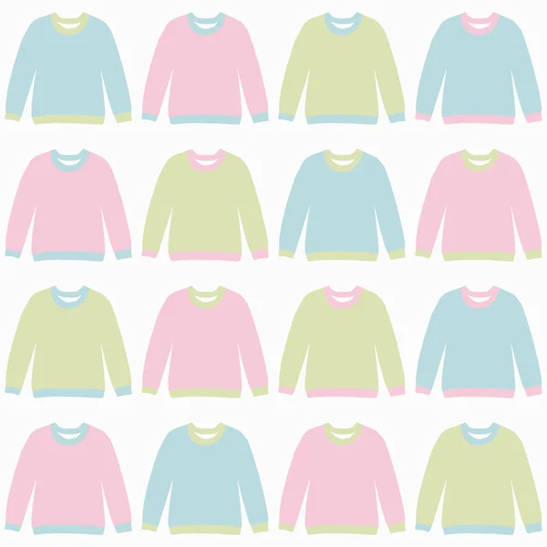 Nahtloses Muster mit einfachen und minimalistischen handgezeichneten Pullovern / Sweatshirts. isolierte Gestaltungselemente. Bekleidungsdesign. Vektorillustration. — Stockvektor