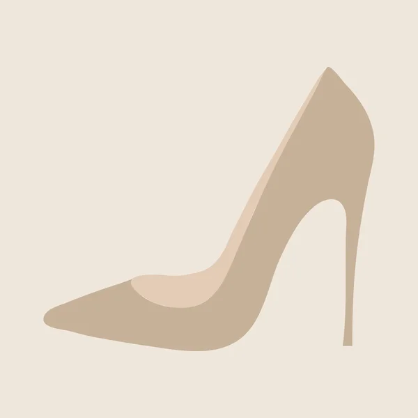 Klasszikus bézs női cipő magas sarkúban. Vektorillusztráció. — Stock Vector