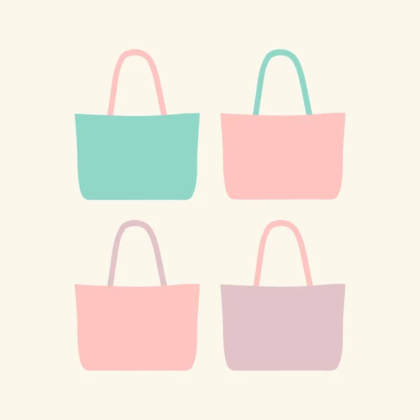 Nice elegant woman's bags isolated. Design elements. Pastel colors. Vector illustration. — Stock Vector