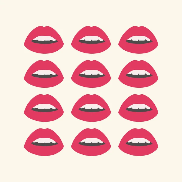 Boca de mujer con lápiz labial rojo. Elementos de diseño de moda. Ilustración de moda vectorial . — Vector de stock