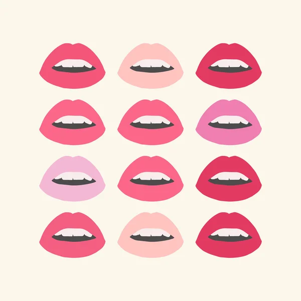 Boca de mujer con lápiz labial rojo. Elementos de diseño de moda. Ilustración de moda vectorial . — Vector de stock