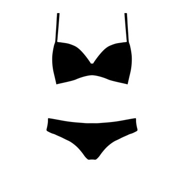 Kadın iç çamaşırı. Basit ve minimalist. Kadının iç çamaşırı, vektör çizimi. Bikini şeklinde. Beyaz arkaplanda vektör simgesi.