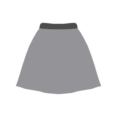 Kadın eteği çizimi. Beyaz arkaplanda vektör simgesi. Moda tasarımı öğesi. Gri renk.
