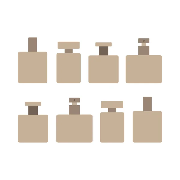 Collection de parfum sur fond blanc. Icône parfum. Logo de parfum. Cosmétiques féminins. Couleur marron. Illustration vectorielle plate . — Image vectorielle