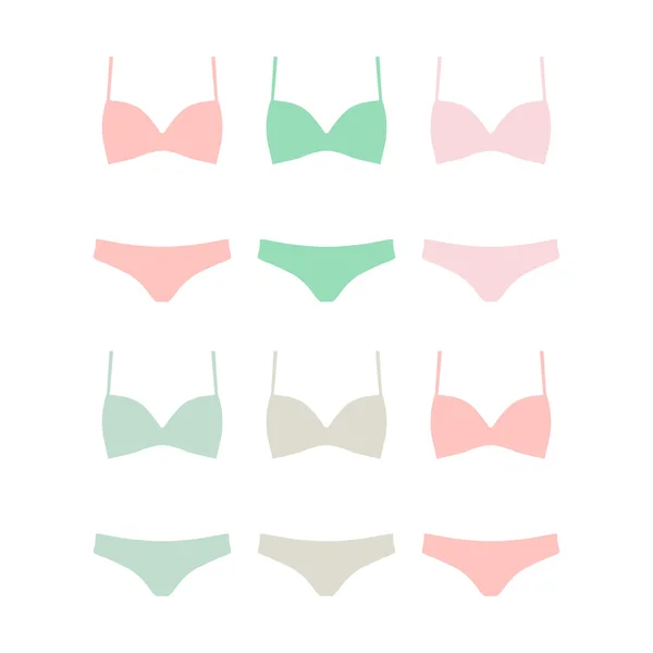 Kadın iç çamaşırı. Kadının iç çamaşırı, vektör çizimi. Pastel renkler. Beyaz arkaplanda vektör simgesi.