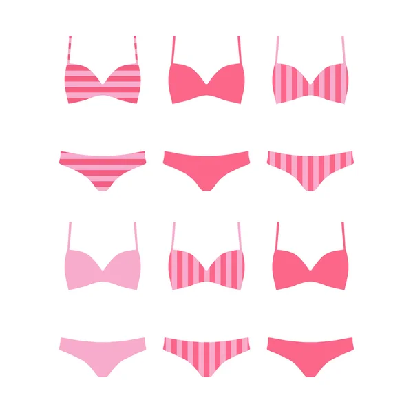 Vrouwenondergoed. lingerie van de dame - vectorillustratie. Roze kleur. Vector pictogram op witte achtergrond. — Stockvector