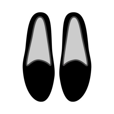 Terlik simgesi - beyaz arka plan üzerinde tasarım öğesi. Mokasenler simgesi. Ayakkabı simgesi sanat. Terlik - 2016 moda trendi. Moccasins simgesi - moda öğesi. Basit ve minimalist. Vektör çizimi.