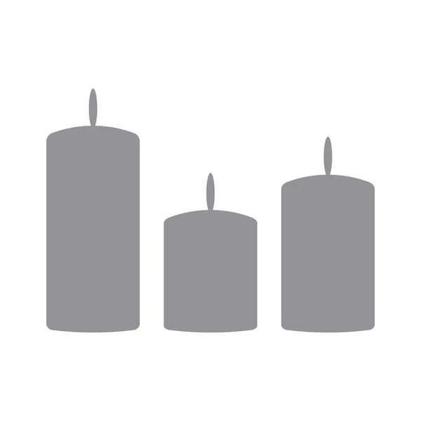 Beyaz arka planda mumsiluetleri. Mum simgesi. Mum logosu. Gri mum. Mum tasarım öğesi. Rahat mumlar. Basit ve minimalist. Mum vektör illüstrasyon.