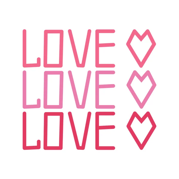 Liefde op witte achtergrond-moderne en minimalistische kaart voor Valentijnsdag. Roze kleur. Vector illustratie. — Stockvector