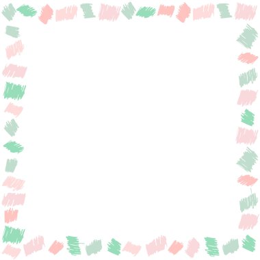Frame with hand drawn pattern. Scribble multicolored background for your text. Scrawl kids frame. Bright hand drawn frame for children. Cute pastel frame. Scribble frame design. Vector illustration.