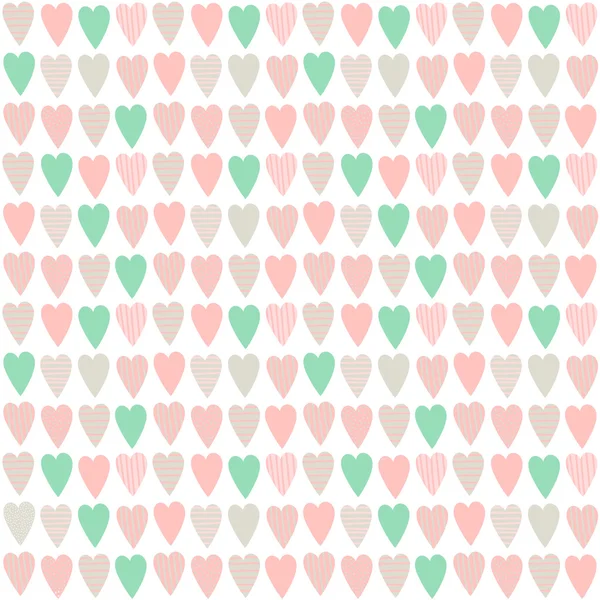 Seamless pattern with hand drawn pastel hearts. Cute background for girls. Vector illustration. — 스톡 벡터