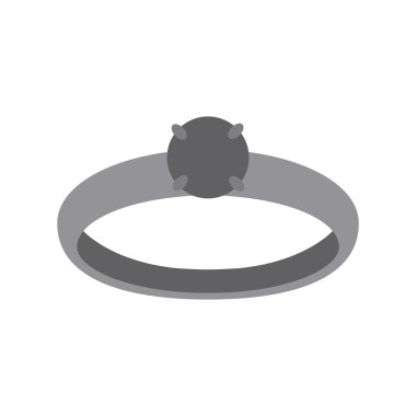 Yüzük - zarif kadın aksesuar. Beyaz arka plan üzerinde basit ve minimalist gri izole halka. Tek renkli vektör çizimi.