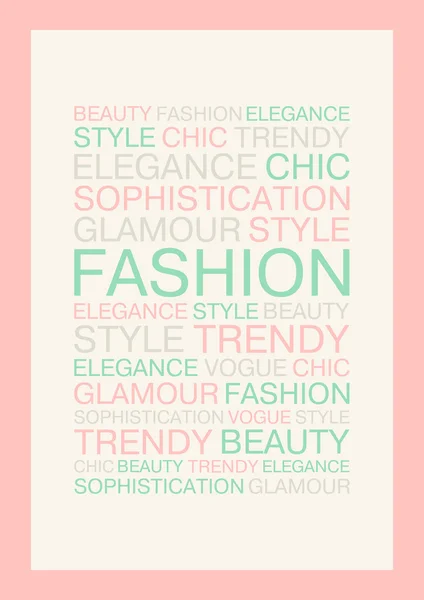 Yaratıcı moda poster A4 boyutunda. Moda kelime kavram kartları, posterler ve t-shirtler için. Pastel renkler. Vektör çizim.
