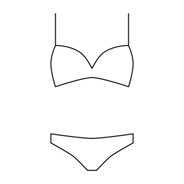 Kadın iç çamaşırı ince çizgi simgesi - basit ve minimalist. Bayan iç çamaşırı - vektör çizim. Bikini şekli. Vektör ince çizgi simgesi beyaz arka plan üzerinde.