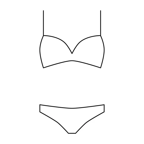 Vrouw ondergoed dunne lijn icon - eenvoudige en minimalistische. Lady's lingerie - vectorillustratie. De vorm van de bikini. Het pictogram van de dunne lijn van de vector op witte achtergrond. — Stockvector