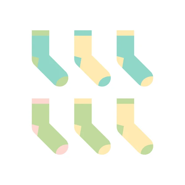 Bunte Socken auf weißem Hintergrund. flache Bauweise. einfach und minimalistisch. Vektorillustration. — Stockvektor