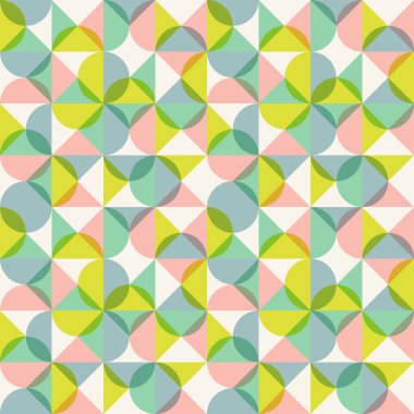 Dikişsiz soyut geometrik desen. Evrensel sorunsuz çok renkli temel şekiller arka plan. Vektör çizim.