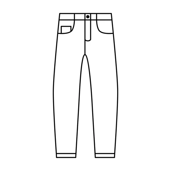 Herrenhosen - modische Elemente. Jeans für Männer. Hose dünne Linie Illustration. Schwarz-Weiß-Ikone. Vektorillustration. — Stockvektor