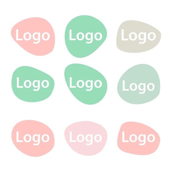 Soyut logo tasarım şablonları. Pastel renkler. Basit ve minimalist şekilleri. Oynak ruh hali. Vektör çizim.
