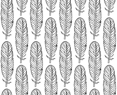 Eşarplı siyah beyaz seamless modeli. Boho stil öğeleri. Vektör çizim.